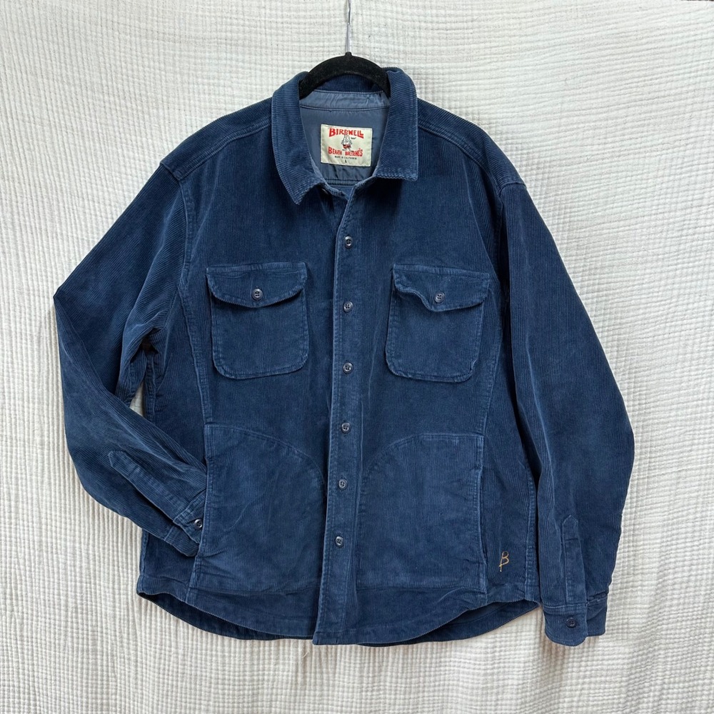 Birdwell Beach Britches USA Made Corduroy CPO Shirt Jacket Coat Navy beach L